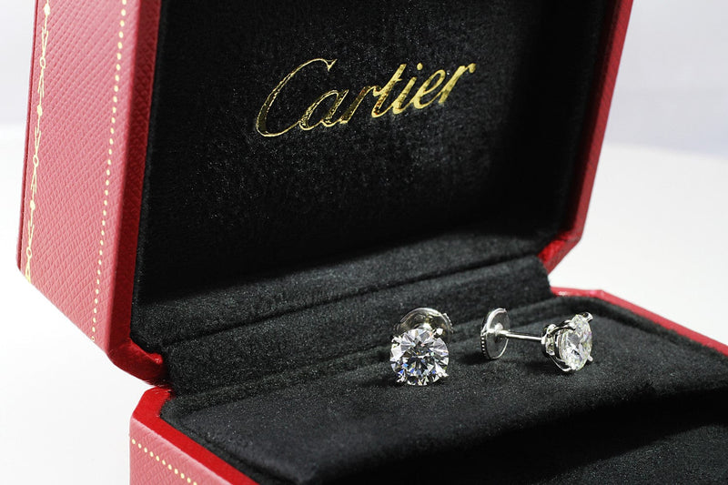 cartier round diamond earrings
