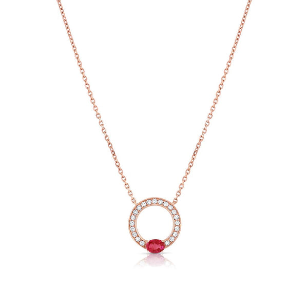 Necklace 14K Ruby Pendant Necklace - 14K Rose Gold Pendant Necklace,  Necklaces - NECKL198438