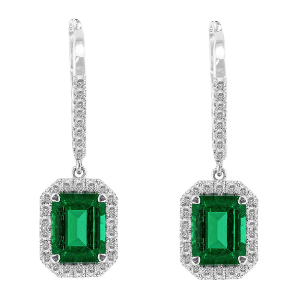 Emerald Cut Emerald Diamond Drop Earrings – CJ Charles Jewelers