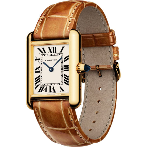 CRWGTA0067 - Tank Louis Cartier watch - Large model, quartz movement, 18K  yellow gold, leather - Cartier