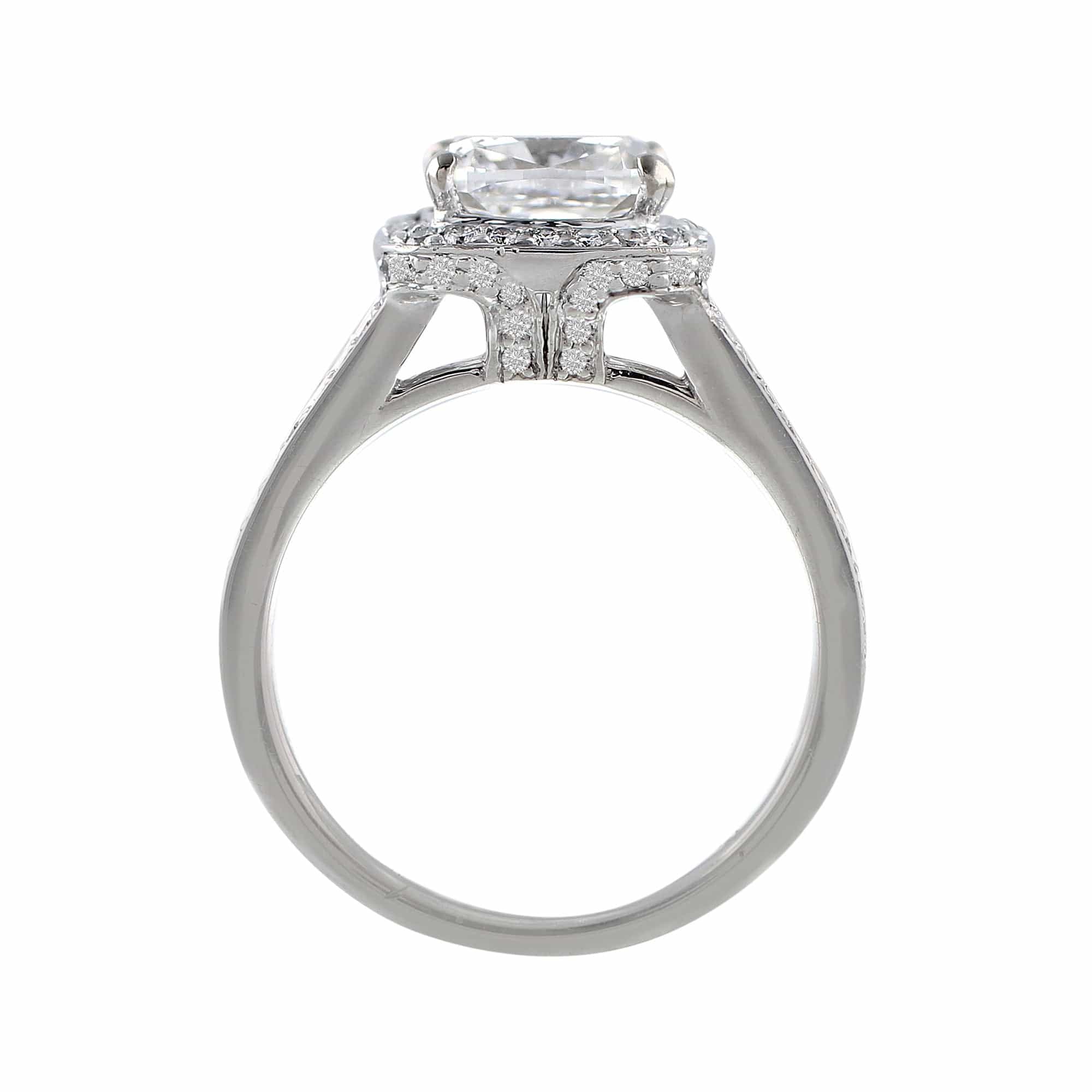 Rivi re 18k White Gold 2ct Cushion Cut Diamond Ring