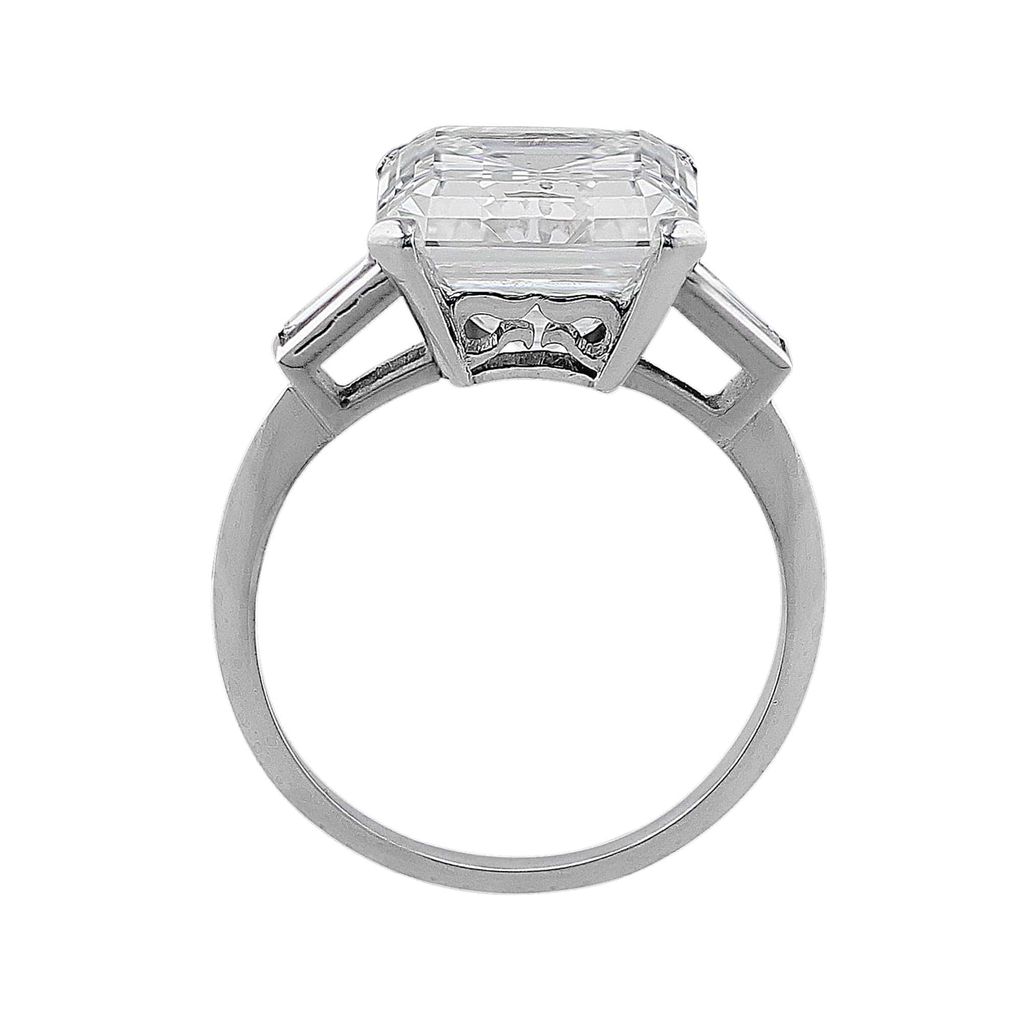 Rivi re Platinum 8ct Emerald Cut Diamond Ring