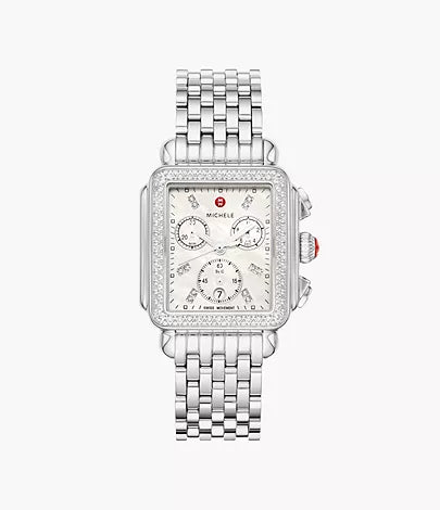 Michele Deco Diamond Watch 35MM - Stainless Steel