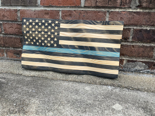 Waving Wooden Thin Red Line Firefighter Flag – Rugged Cross Creations