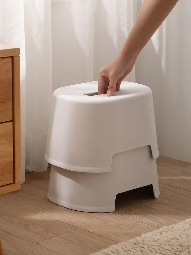 Vaxreen Plastic Small Stool Thick Portable Bathroom Small Bench Round