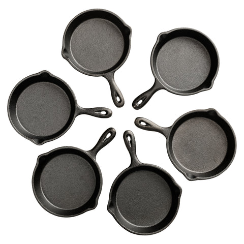 Six mini skillets