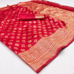 Red Silk Jacquard Saree