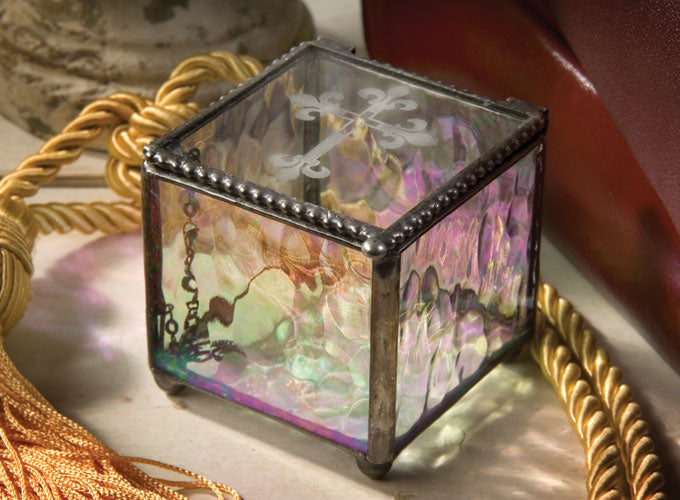 Use this etched cross glass box as an adult Easter basket.