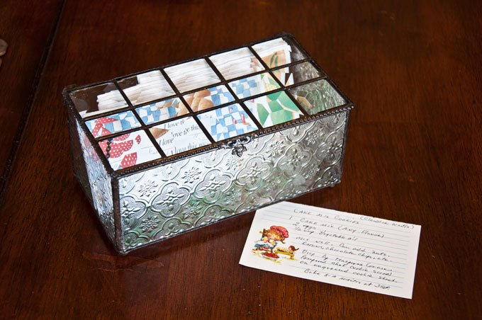 Wedding gift idea: vintage glass box can double as a recipe box!