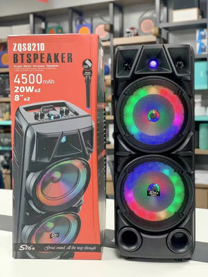 ZQS8210 Dual 8-inch Horn Super-heavy Bass Portable Party Karaoke Sound 80W Peak High-power Outdoor Wireless Bluetooth Speakers - Power Packed Store