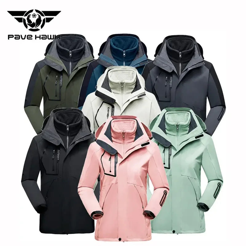 Skiing Jackets 3 In 1 Men Women Winter Warm Ski Hooded Jacket Windproof