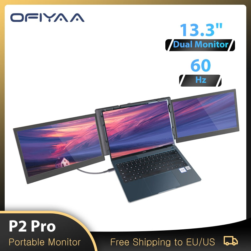 Ofiyaa P2 Pro Triple Portable Monitor For Laptop Screen Extender Dual