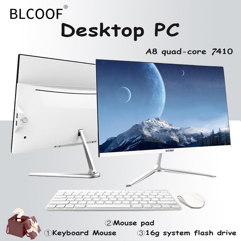 22 Inch All-in-one Desktop Pc A8 -7410 AMD Home Appliances Monitor Computer Full Pc Gaming DDR3 512GB SSD Come with Keyboaed