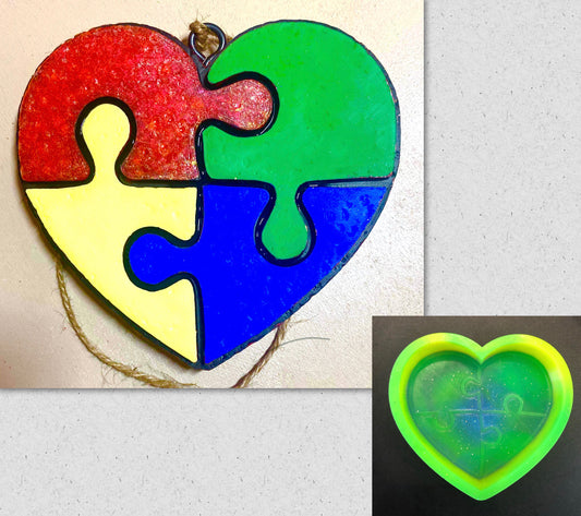 Autisum Heart Straw Topper Silicone Mold / Puzzle Piece Straw