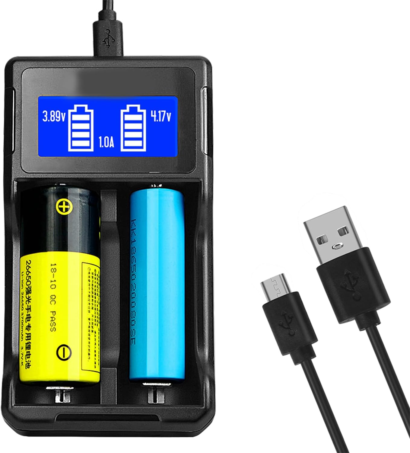 Batteriladdare med LCD-Display för 18650 AA AAA