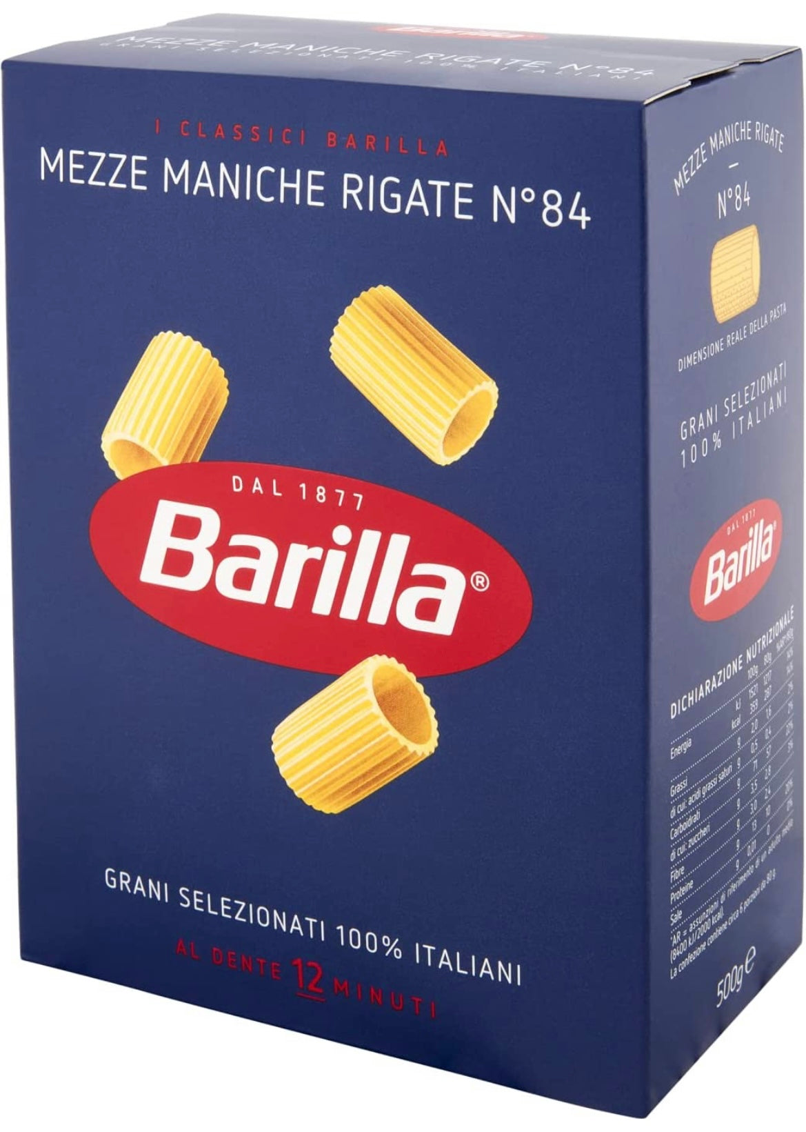 Barilla Pasta Mezze Maniche Rigate, Pasta di Semola di Grano Duro 100% –  ItalianGoods