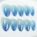 (Handmade) 10pcs/Set Blue Gradient Press-On Nails