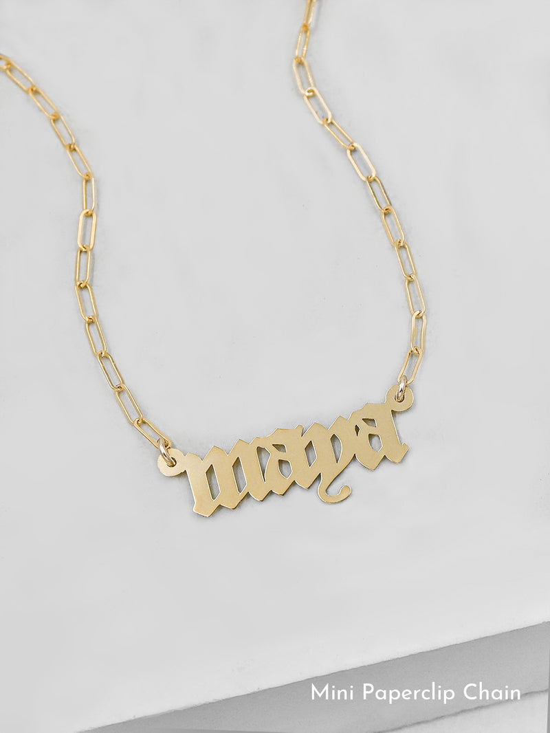 Old English Nameplate Necklace – The Faint Hearted