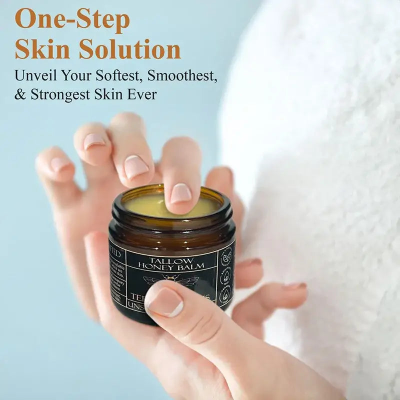 Organic Grass-Fed Beef Tallow Balm with Raw Honey for Deep Hydration and Skin Nourishment