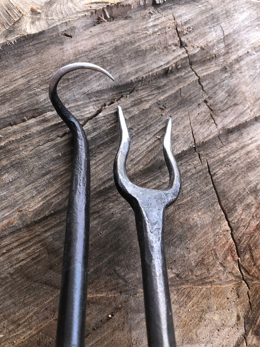 Hand Crafted Railroad Spike Meat Flippers by Hellgate Forge