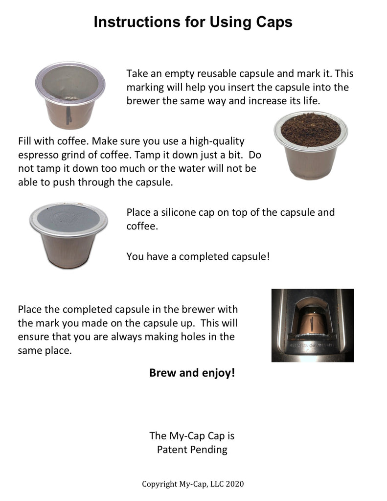 My-Cap Silicone Caps for Reusing Nespresso OriginalLine Capsules
