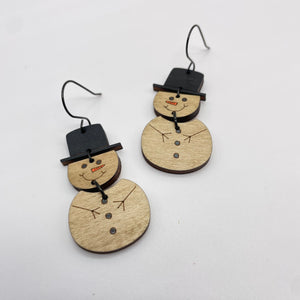 Dancing Snowman Drop Dangle Earrings - Wild Palms Designs