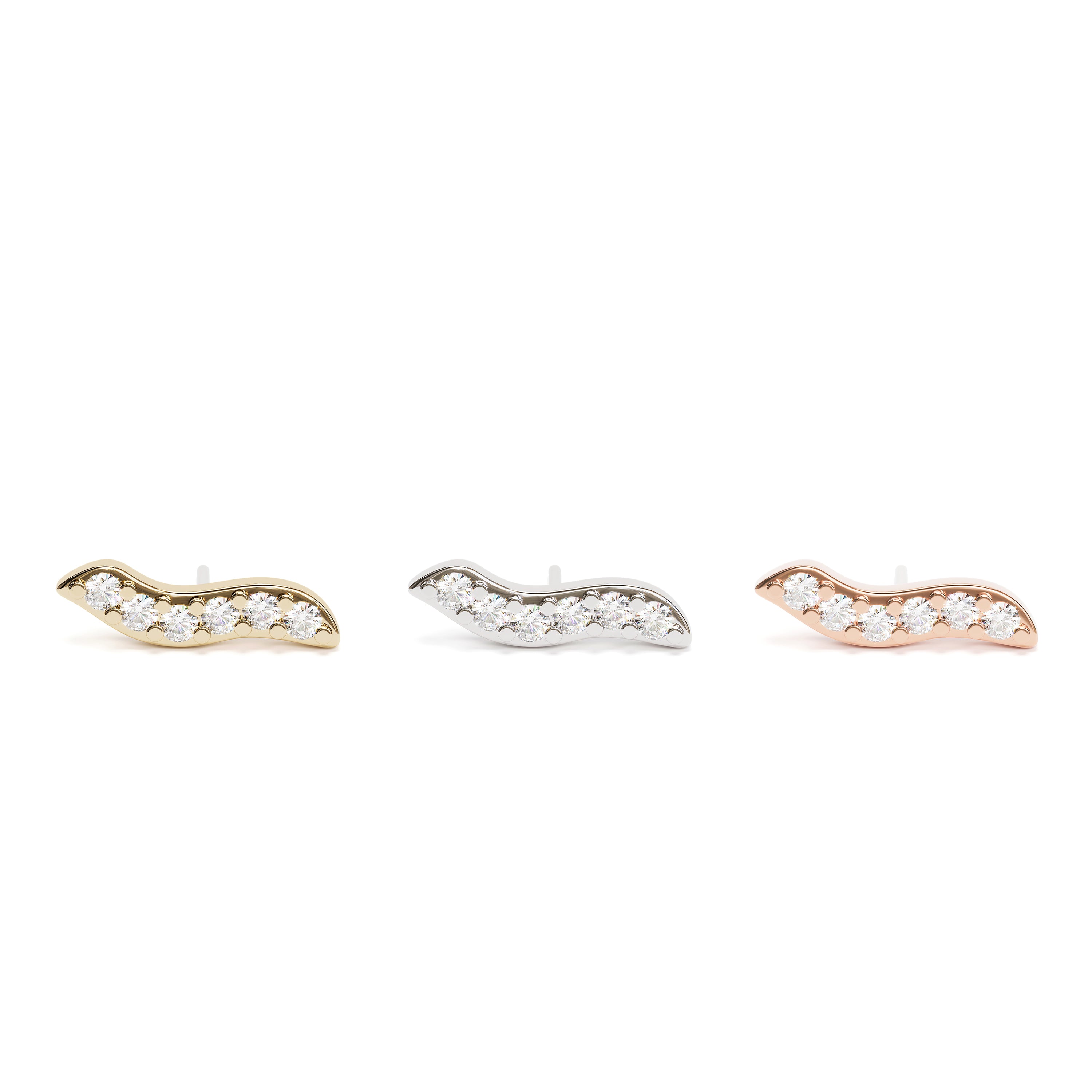 14K Gold Diamond Wave Threadless End