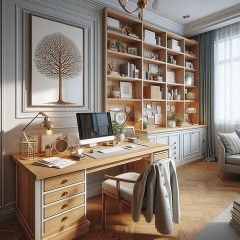 Home-Office Homeoffice Arbeitsplatz Tischplatte Tisch Holz Massivholz bequem