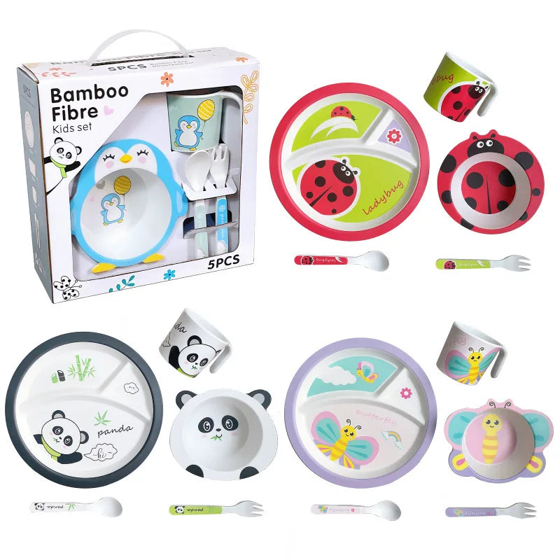 Kit Refeição para Bebê em Fibra de Bambu 5 Peças BabyBlend