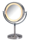 Jerdon 5x/1x LED Halo-Lighted Polished-Base Vanity Makeup Mirror with AC Outlet