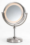 Jerdon 6x/1x Brushed Brass or Nickel Reversible Halo-Lighted Makeup Mirror