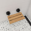 Alfi brand Folding Teak Shower Seat 16" Wide, Accents finished in Matte Black