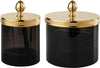 Cristal&Bronze Obsidienne "Chiseled" Seed Handle Q-Tip Jars