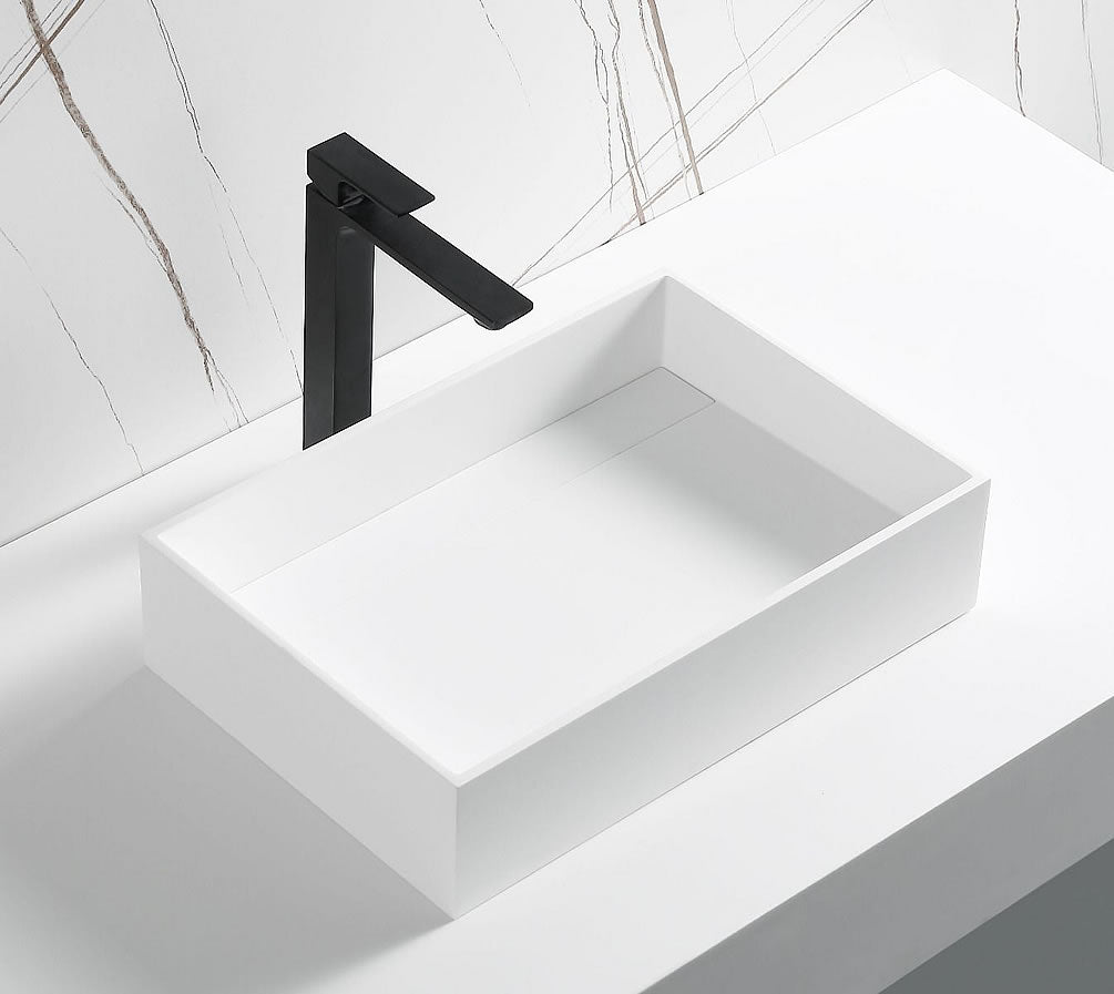 ALFI brand Above-Mount Rectangular Resin Sink - Matte White
