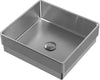 Whitehaus Noah Plus 15" Square Drop-In Stainless Steel Bathroom Sink with Center Drain