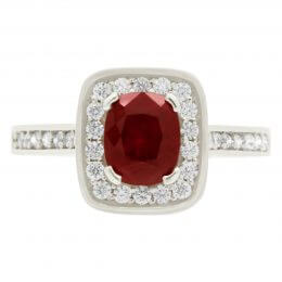 Ruby and diamond precious stone ring