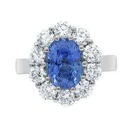 Sapphire and diamond precious stone ring