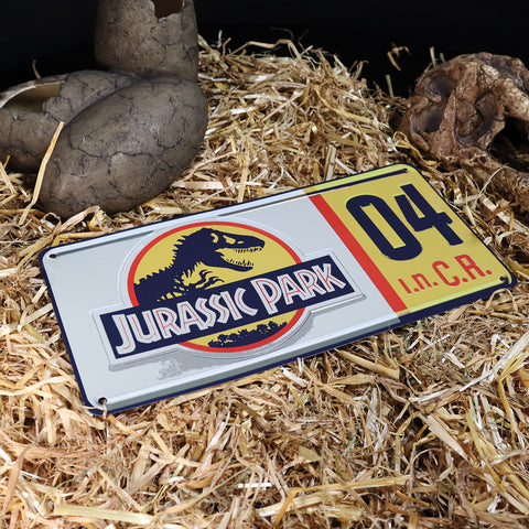 Jurassic Park replica numberplate tin sign
