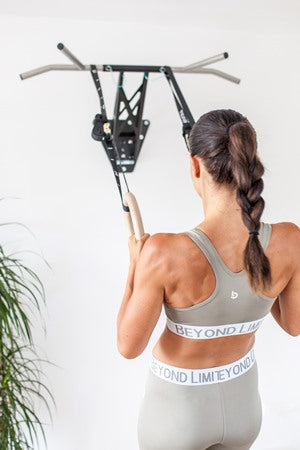 gym rings on pull-up bar