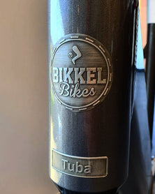 Stickers can be applied on round surfaces as a headbadge of a bicycle