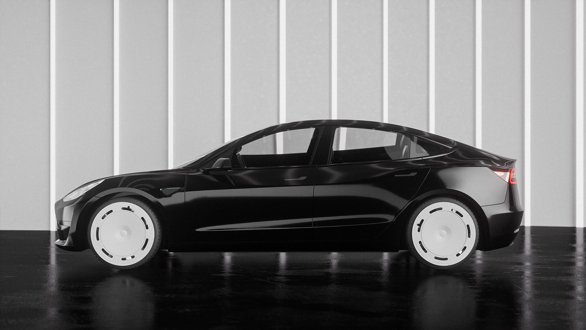 Airio Design Black & white Aerodisc wheel cover for Tesla Model 3 hubc –  AIRIO DESIGN