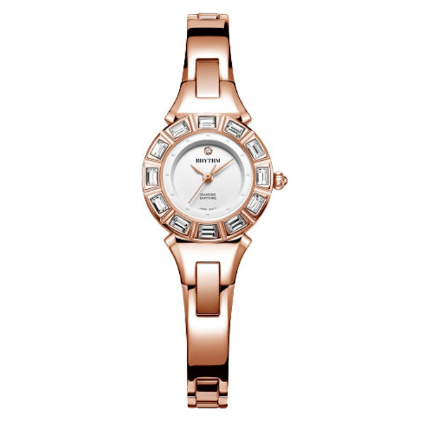 Rhythm L1301S06 Rose Gold Band White Dial Ladies Gift Watch