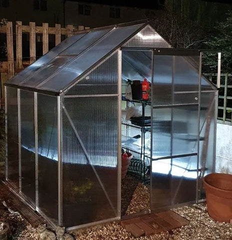 6x4 Polycarbonate Greenhouse - Night Shot