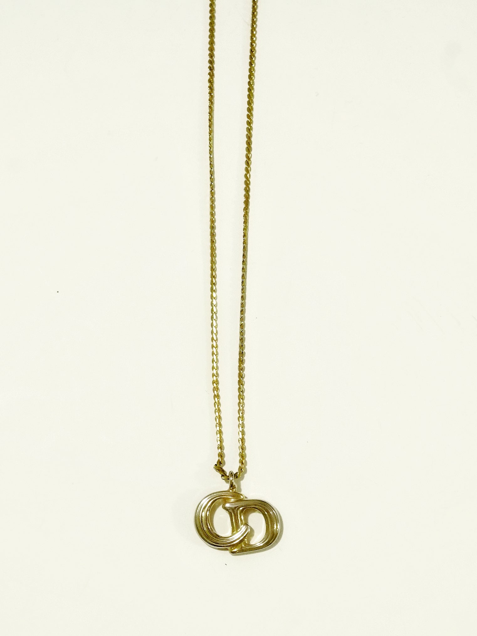 Gold Dior Logo Pendant Necklace  Designer Revival