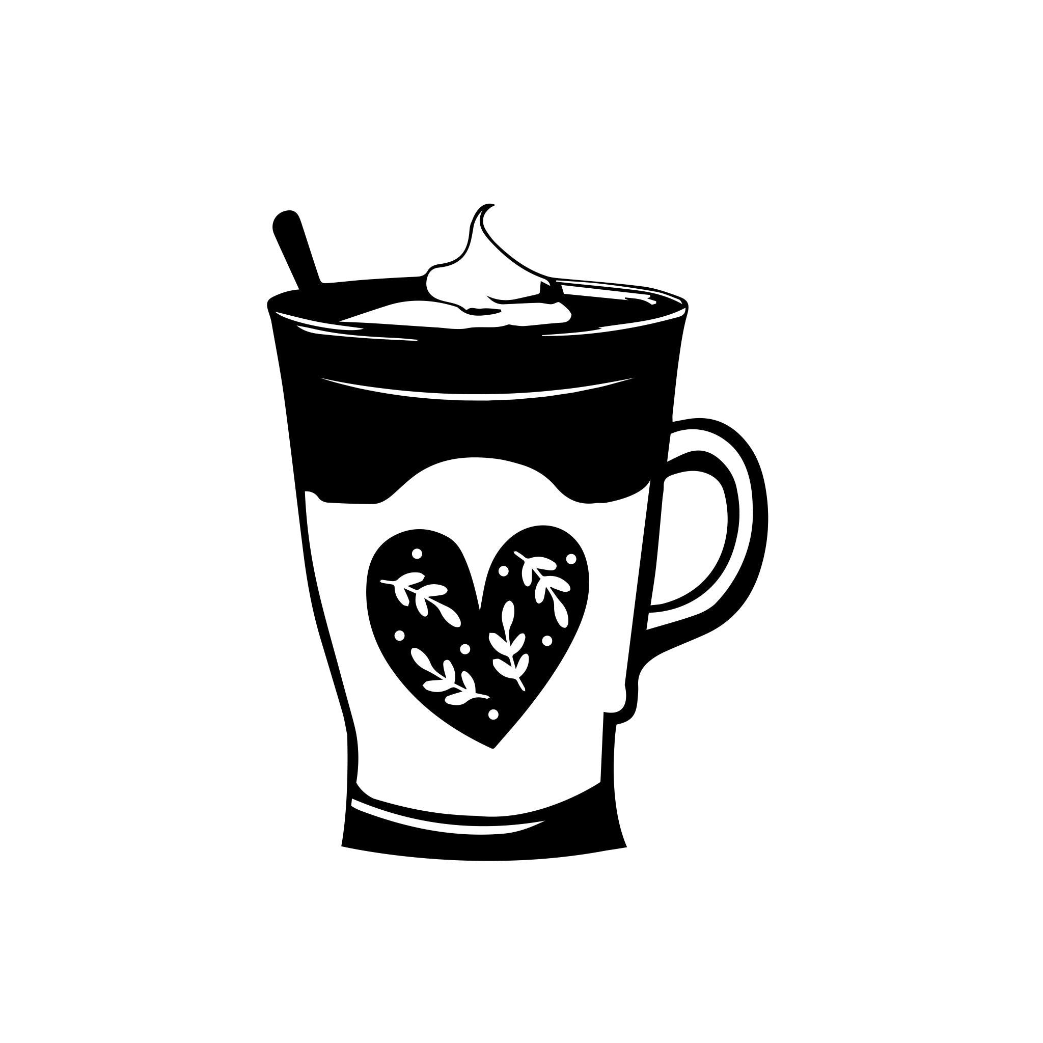 hot chocolate clipart black and white
