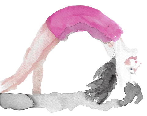 woman in pink dress doing a back bend