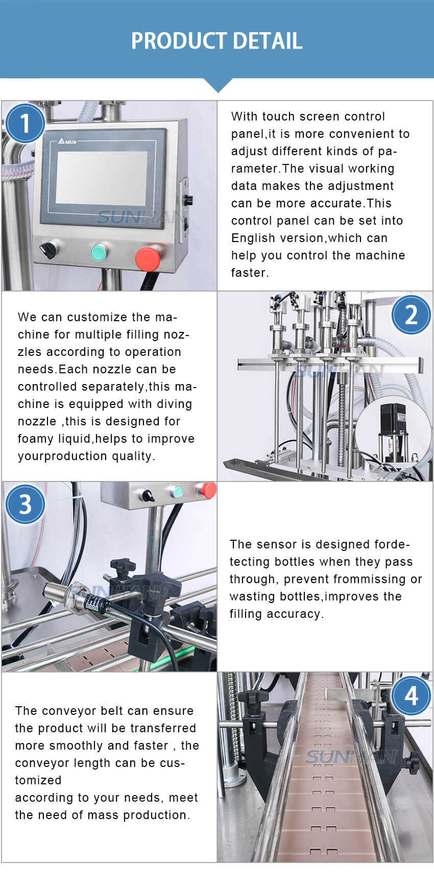 machine details of 4 heads piston pump filling machine-1