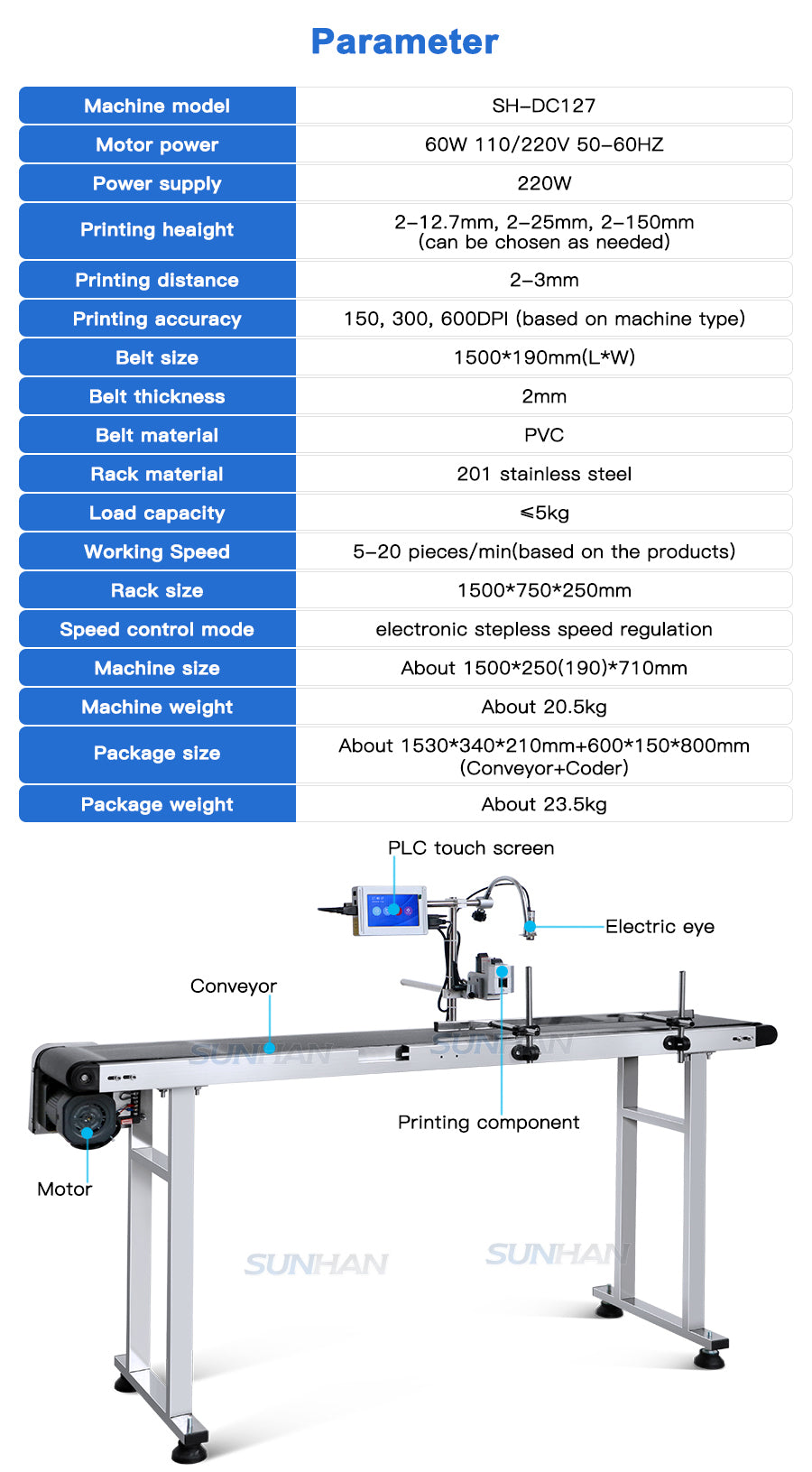 datasheet of automatic spray batch inkjet printer