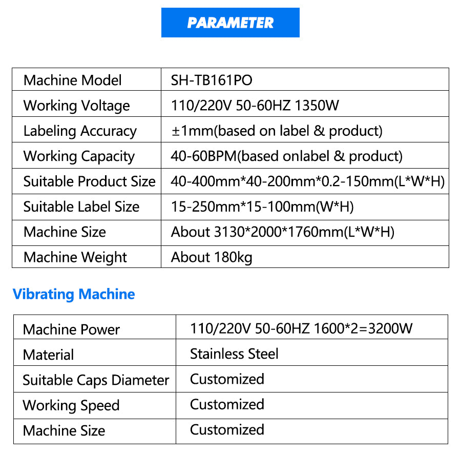 datasheet of jar bottle cap top side labeling machine
