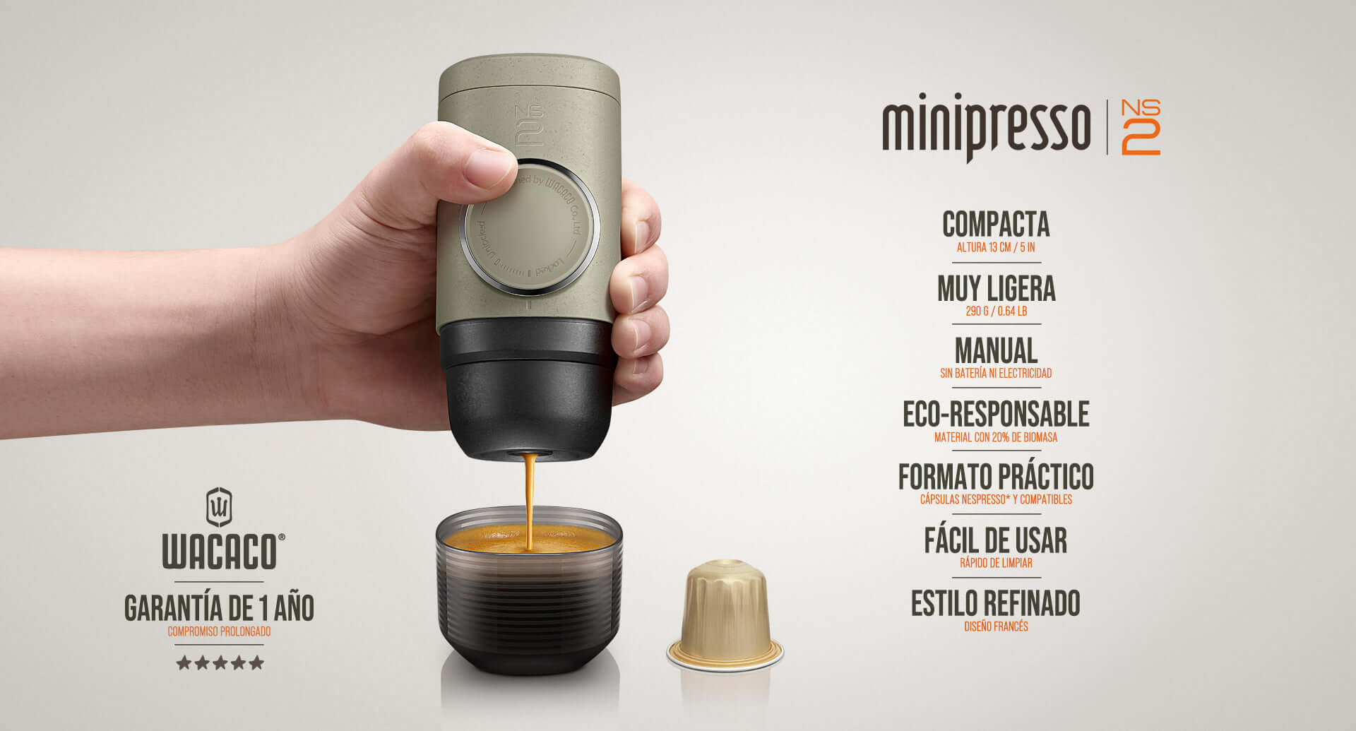 Sekaer Máquina de café espresso portátil, cafetera de viaje, 2 en 1,  pequeña mini presso compatible con cápsulas originales Nespresso, presión  de 18